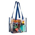 Crystal Clear Vinyl Stadium Security Tote Bag w/Web Trim (12"x6"x12") - Screen Print